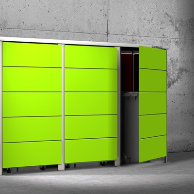 Moderne Mülltonnenboxen zu moderner Architektur